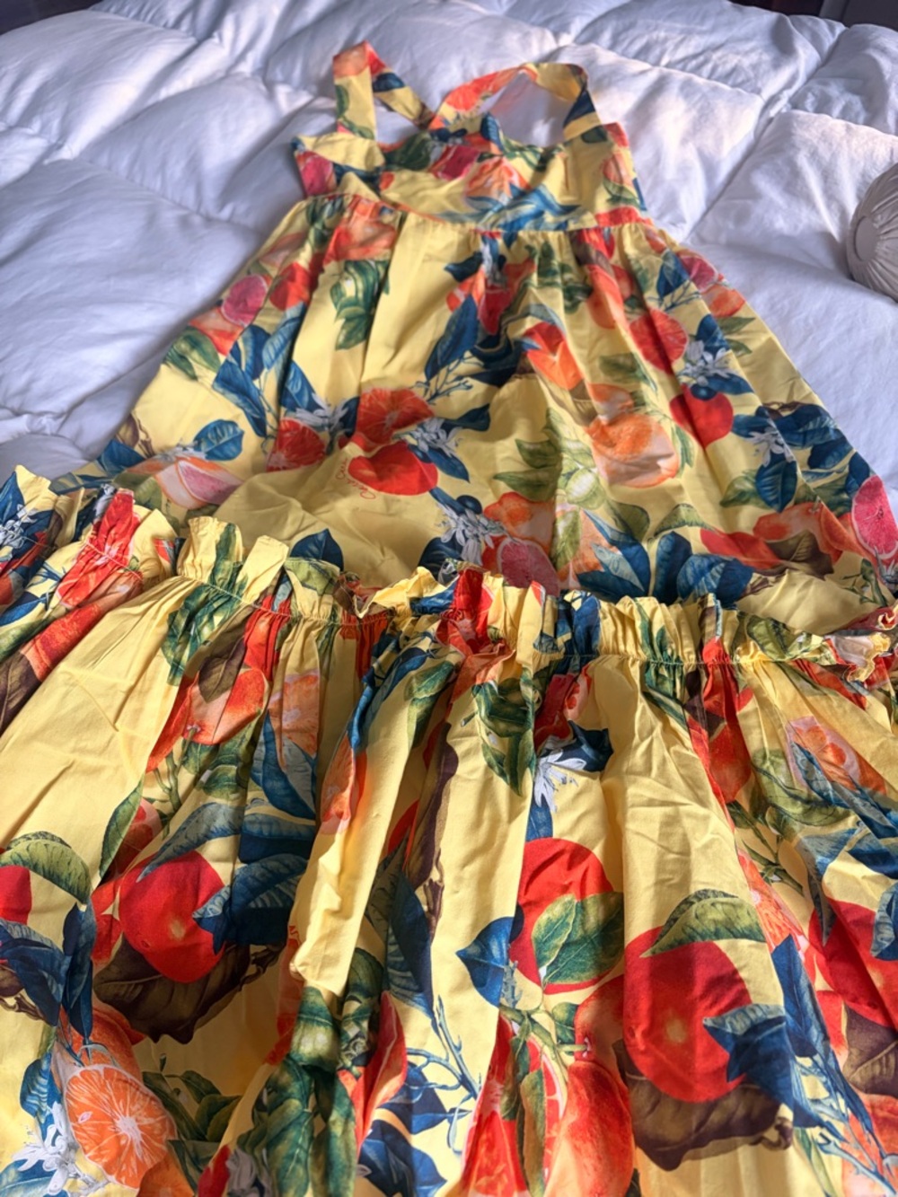 Cara Cara Yellow Tropical Fruit Print Sundress - Picture 2 of 6